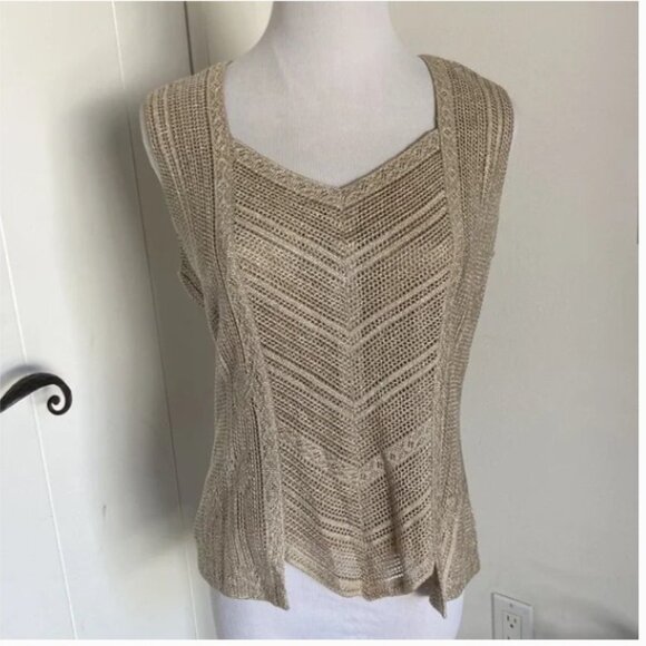 2 Pc SET | Top and Duster / Cardi | M | 90s | Brushed Gold | Old Money Elegant - Picture 3 of 5